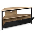 ID MARKET - Meuble TV 100 cm d'angle BOSTON avec placard noir design industriel - vignette