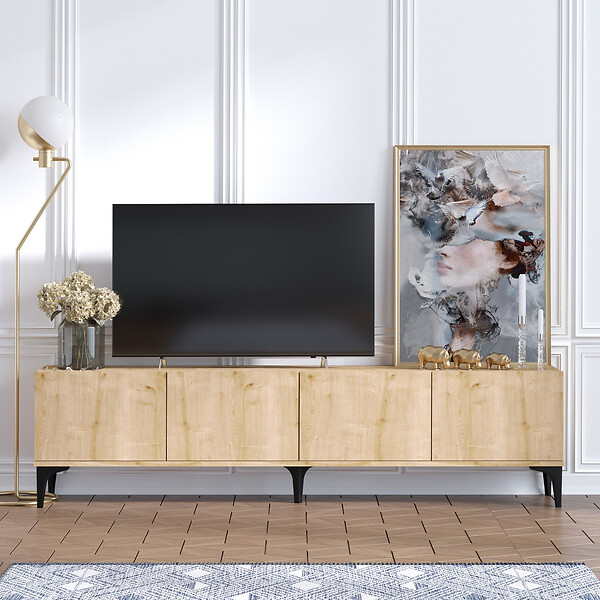 HABITAT ET JARDIN - Meuble TV en bois "Nora" - 180 x 35 x 50 cm - Chêne Saphir - large