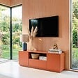 OVIALA - Meuble TV moderne rectangulaire L140 cm orange - Ruben - vignette