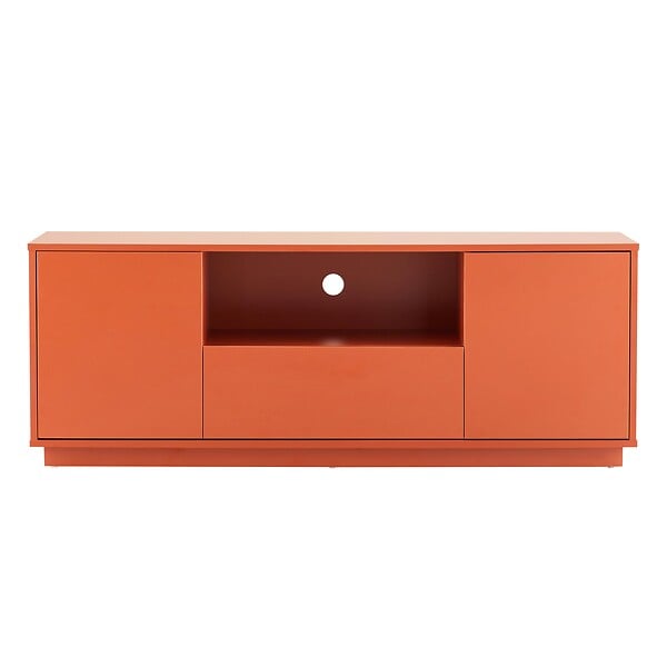 OVIALA - Meuble TV moderne rectangulaire L140 cm orange - Ruben - large