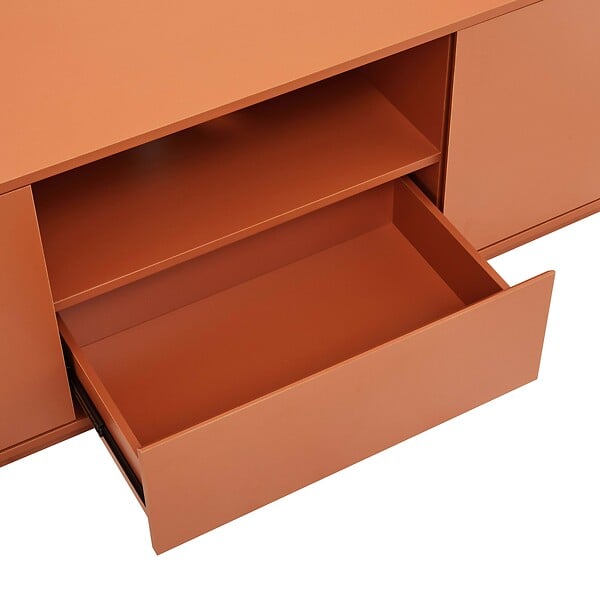 OVIALA - Meuble TV moderne rectangulaire L140 cm orange - Ruben - large