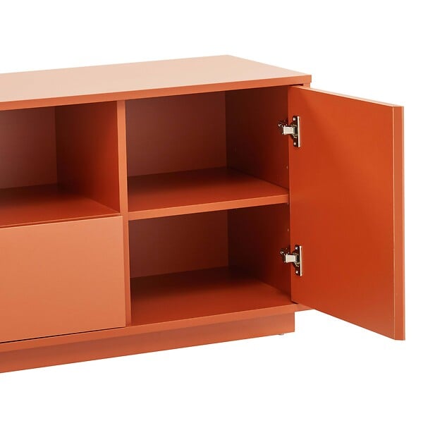 OVIALA - Meuble TV moderne rectangulaire L140 cm orange - Ruben - large