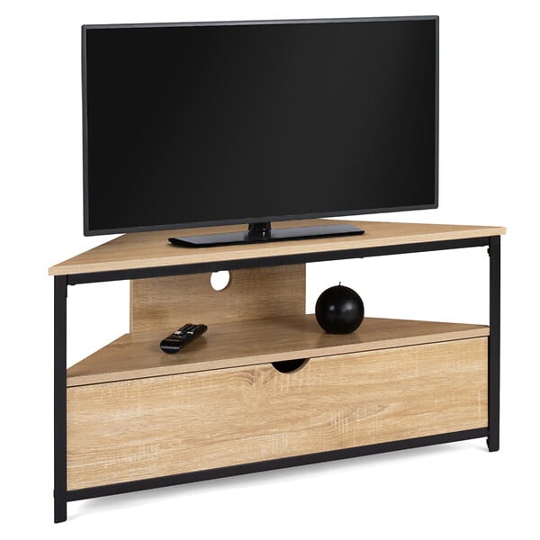 ID MARKET - Meuble TV 100 cm d'angle DETROIT avec placard design industriel - large