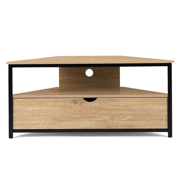 ID MARKET - Meuble TV 100 cm d'angle DETROIT avec placard design industriel - large