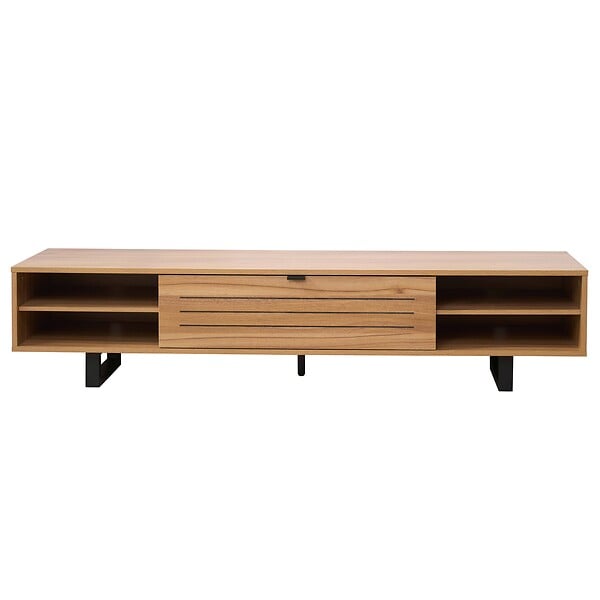 OVIALA - Meuble TV 2 portes rectangulaire L160 cm bois clair - Julio - large