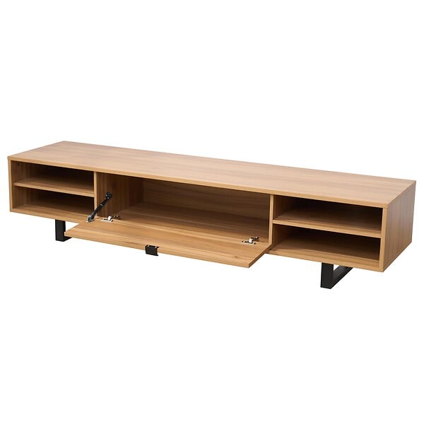 OVIALA - Meuble TV 2 portes rectangulaire L160 cm bois clair - Julio - large