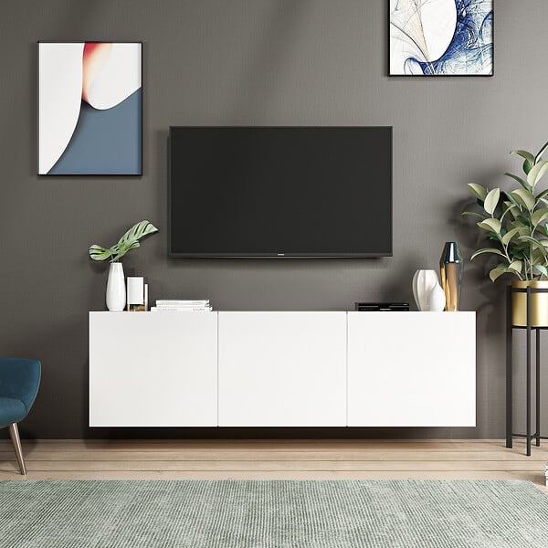 HABITAT ET JARDIN - Meuble TV en bois "White" - 150 x 31 x 44 cm - Blanc - large