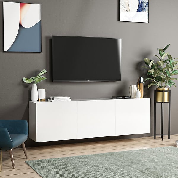 HABITAT ET JARDIN - Meuble TV en bois "White" - 150 x 31 x 44 cm - Blanc - large