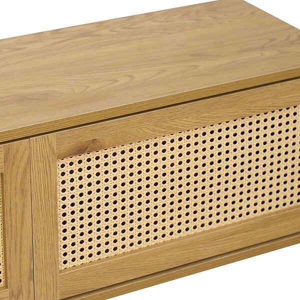 OVIALA - Meuble TV suspendu 160 cm bohème bois clair - Jenny - large