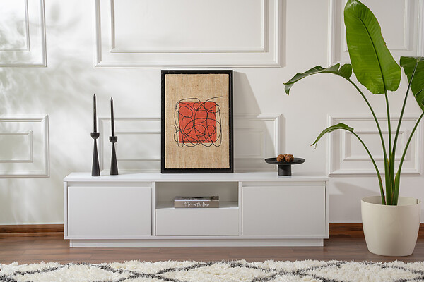 HABITAT ET JARDIN - Meuble TV en bois "Vanguard" - 160 x 29 x 42 cm - Blanc naturel - large
