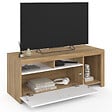 ID MARKET - Meuble TV 110 cm MALO bois et placard blanc - vignette