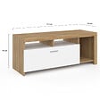 ID MARKET - Meuble TV 110 cm MALO bois et placard blanc - vignette