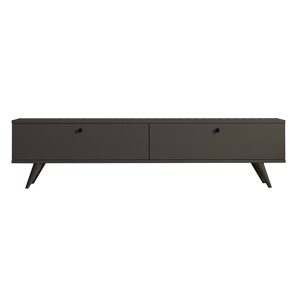 OVIALA - Meuble TV 160 cm mélaminé  gris - Jim - large