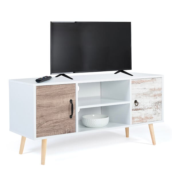 ID MARKET - Meuble TV 113 cm scandinave BAHIA 2 portes - large