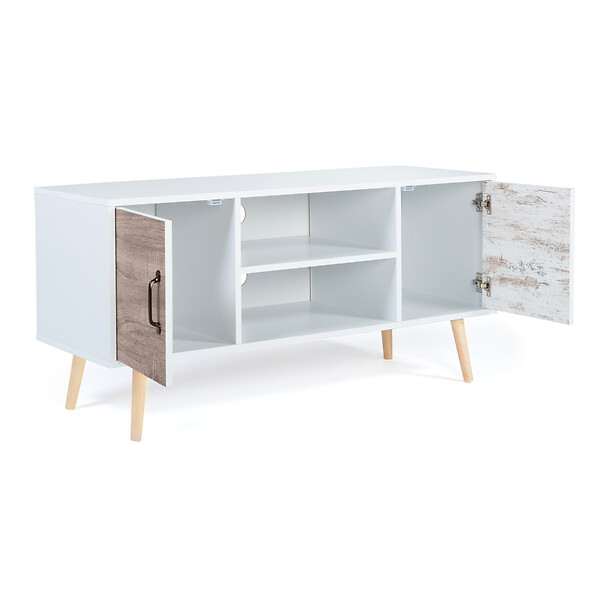 ID MARKET - Meuble TV 113 cm scandinave BAHIA 2 portes - large