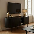 OVIALA - Meuble TV en mélaminé et acier 120 cm noir - Marius - vignette