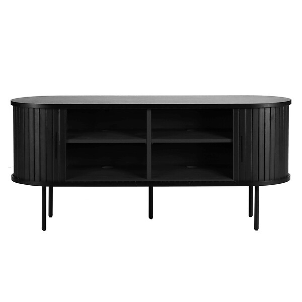 OVIALA - Meuble TV en mélaminé et acier 120 cm noir - Marius - large