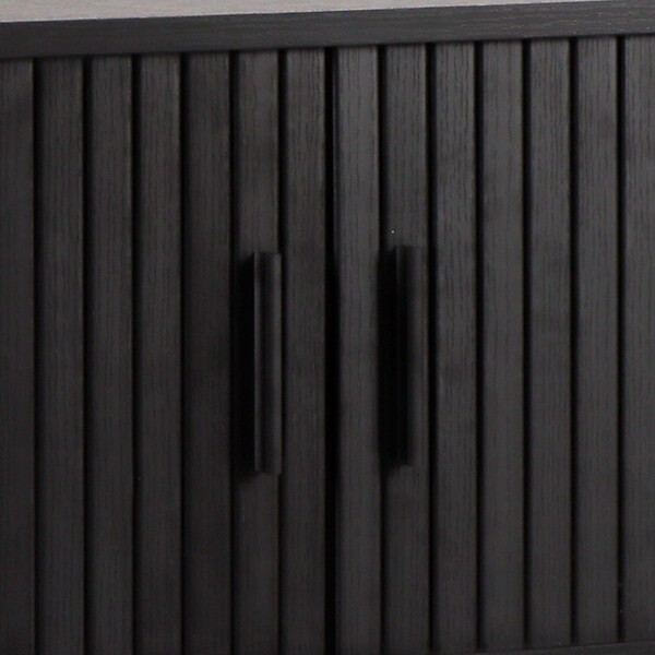 OVIALA - Meuble TV en mélaminé et acier 120 cm noir - Marius - large