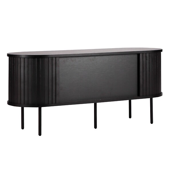 OVIALA - Meuble TV en mélaminé et acier 120 cm noir - Marius - large