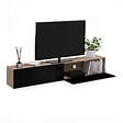 ID MARKET - Meuble TV 180 cm suspendu ELIO 2 portes bois et noir - vignette