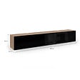 ID MARKET - Meuble TV 180 cm suspendu ELIO 2 portes bois et noir - vignette