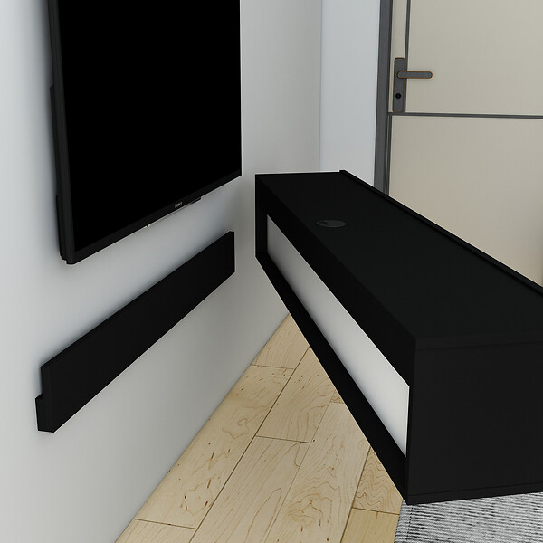 HABITAT ET JARDIN - Meuble TV en bois "Denby" - 160 x 31 x 29 cm - Noir - large