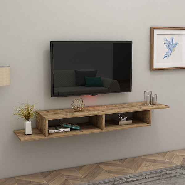 HABITAT ET JARDIN - Meuble TV en bois "Muson" - 120 x 29 x 18 cm - Pin Atlantique - large