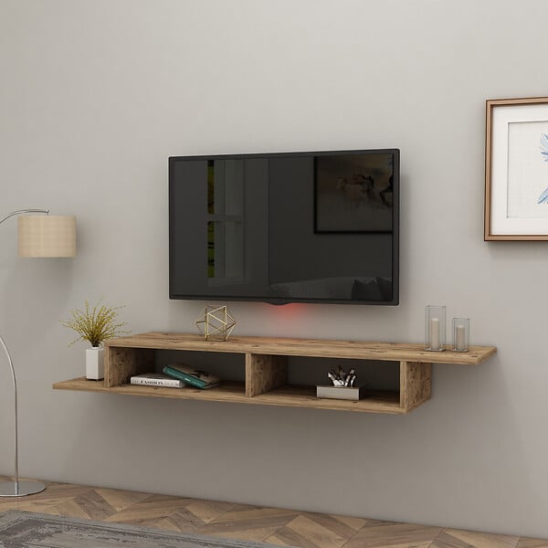 HABITAT ET JARDIN - Meuble TV en bois "Muson" - 120 x 29 x 18 cm - Pin Atlantique - large
