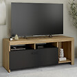 ID MARKET - Meuble TV 110 cm MALO bois et placard noir - vignette