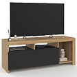 ID MARKET - Meuble TV 110 cm MALO bois et placard noir - vignette