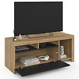 ID MARKET - Meuble TV 110 cm MALO bois et placard noir - vignette