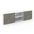 ID MARKET - Meuble TV 110 cm d'angle ELI blanc portes effet béton - vignette