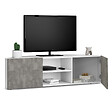 ID MARKET - Meuble TV 110 cm d'angle ELI blanc portes effet béton - vignette