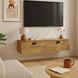 OVIALA - Meuble TV suspendu 120 cm industriel bois  - Jessy - vignette