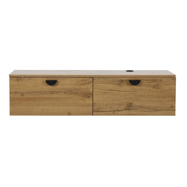 OVIALA - Meuble TV suspendu 120 cm industriel bois  - Jessy - large