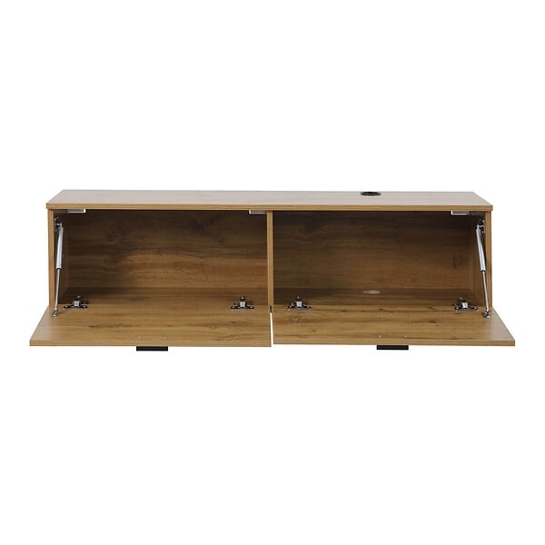 OVIALA - Meuble TV suspendu 120 cm industriel bois  - Jessy - large