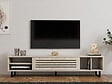HABITAT ET JARDIN - Meuble TV en bois "Safir" - 160 x 40 x 35 cm - Travertin - vignette