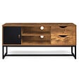 ID MARKET - Meuble TV 110 cm CHICAGO 2 tiroirs avec placard design industriel - vignette