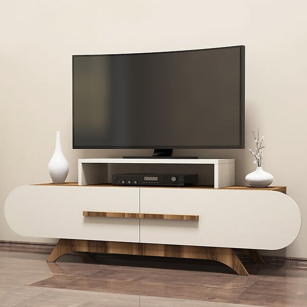HABITAT ET JARDIN - Meuble TV en bois "Rose" - 145 x 36 x 49 cm - Crème de noix - large