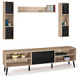 ID MARKET - Ensemble meuble TV 180 cm et étagères HOUSTON bois et noir - vignette