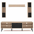 ID MARKET - Ensemble meuble TV 180 cm et étagères HOUSTON bois et noir - vignette