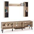 ID MARKET - Ensemble meuble TV 180 cm et étagères HOUSTON bois et noir - vignette
