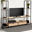 ID MARKET - Ensemble meuble TV 164 cm DETROIT avec étagères design industriel - vignette