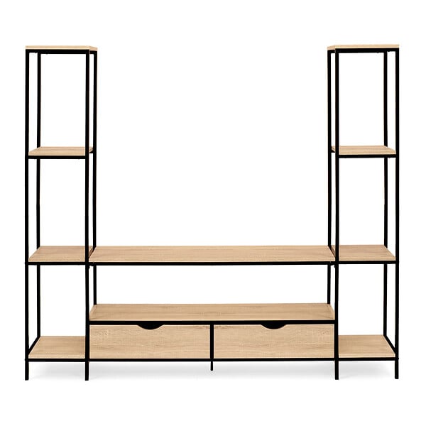 ID MARKET - Ensemble meuble TV 164 cm DETROIT avec étagères design industriel - large