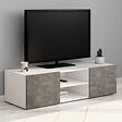 ID MARKET - Meuble TV 113 cm ELI blanc portes effet béton - vignette