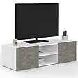 ID MARKET - Meuble TV 113 cm ELI blanc portes effet béton - vignette