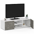 ID MARKET - Meuble TV 113 cm ELI blanc portes effet béton - vignette