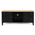 ID MARKET - Meuble TV 113 cm ESTER 2 portes métal noir et plateau bois design industriel - vignette