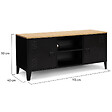 ID MARKET - Meuble TV 113 cm ESTER 2 portes métal noir et plateau bois design industriel - vignette