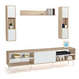 ID MARKET - Ensemble meuble TV 180 cm et étagères HOUSTON bois et blanc - vignette